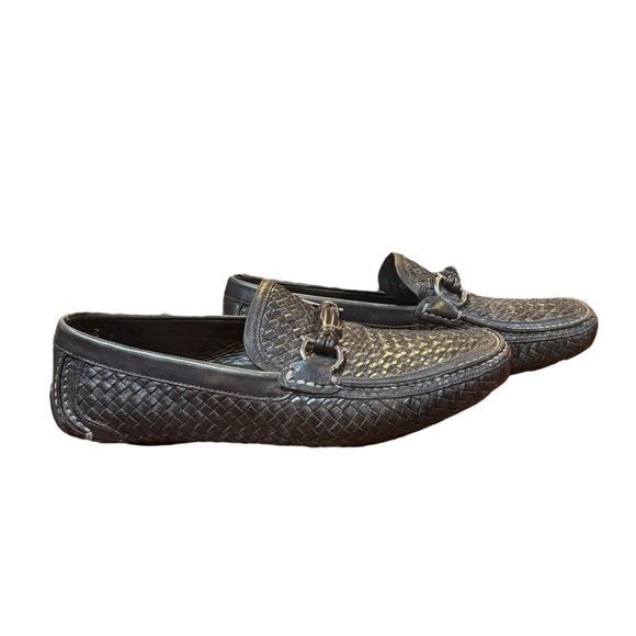 Salvatore Ferraragamo Mens Brown Woven Leather Loafers